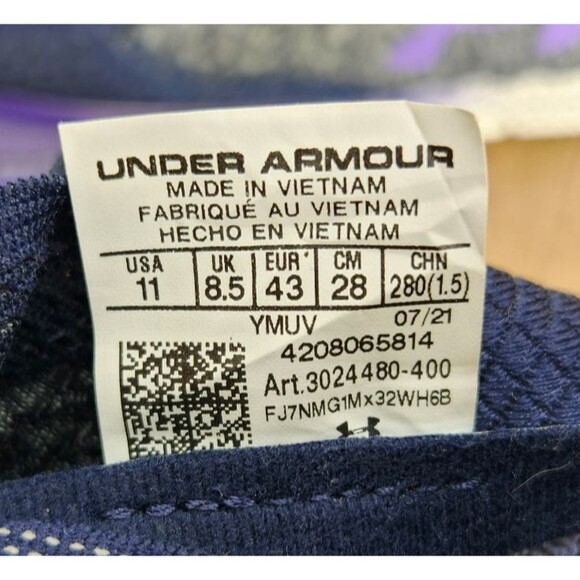 Under Armour HOVR Mega 2 Clone Womens 11 Midnight Navy Purple Zest Running Shoes - Picture 9 of 9